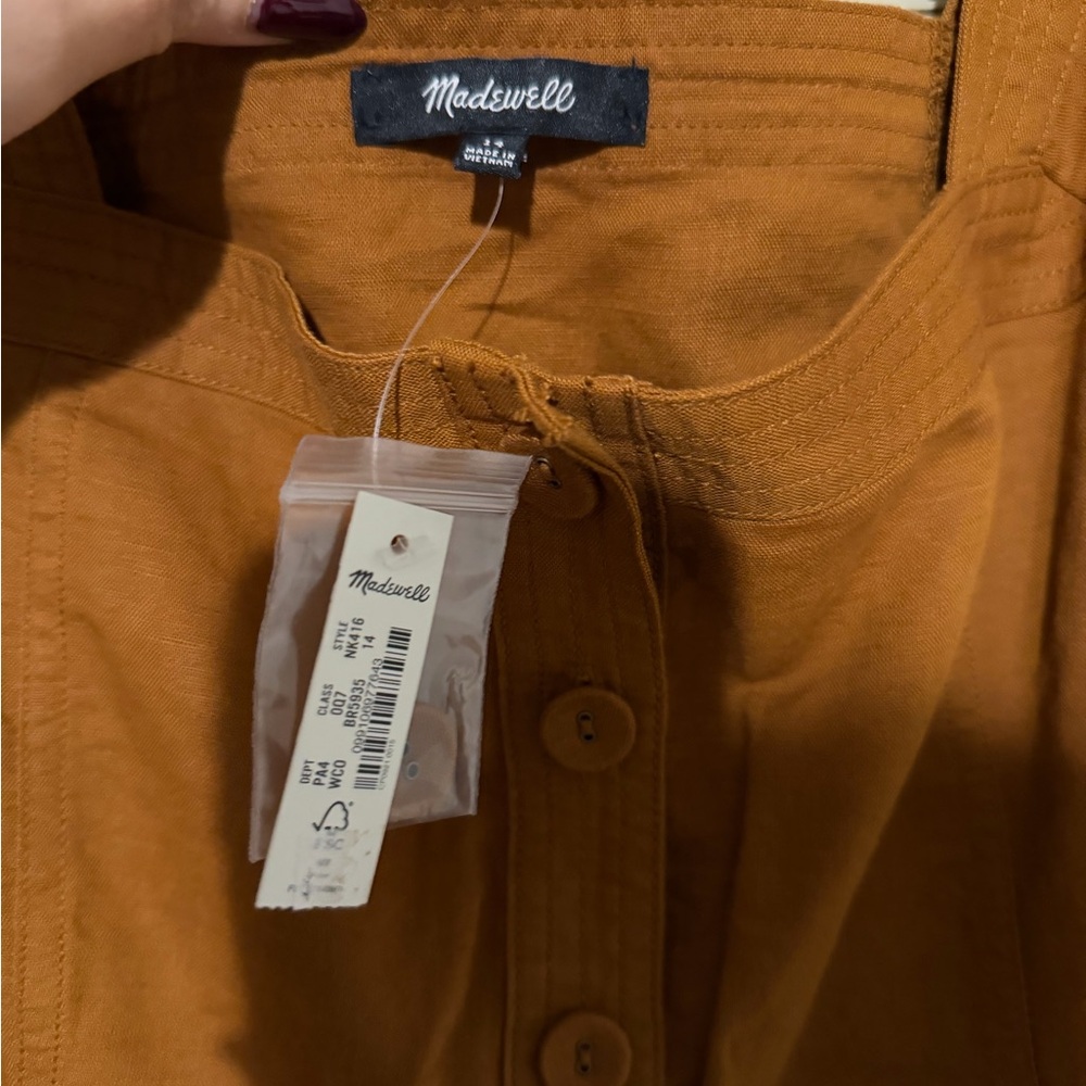 Madewell Tan Button-Up Dress- LINEN - Picture 6 of 6